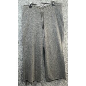 Lou & Grey Women's L Gray Cashmere Wide Leg Drawstring Lounge Pants